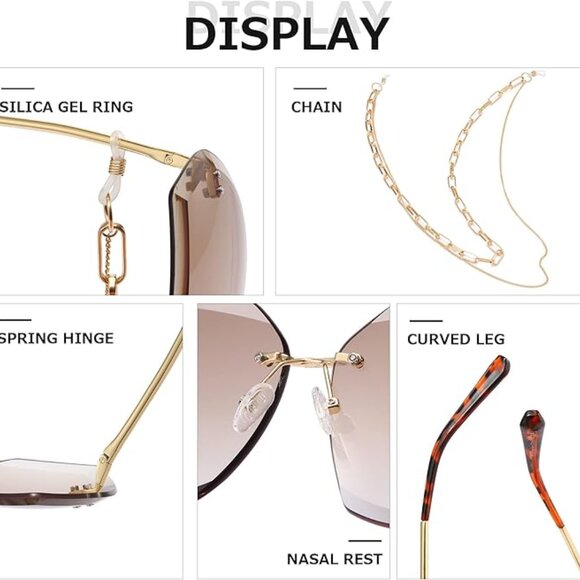 Oversized Rimless Diamond Cutting Sunglasses
